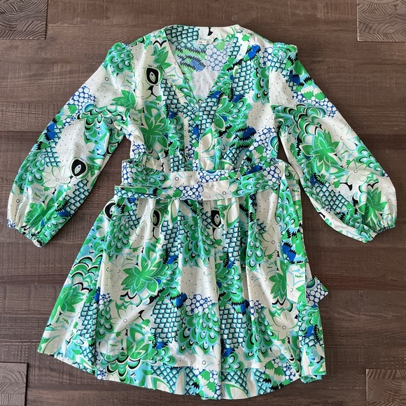 JODIFL Dresses & Skirts - Jodifl Long Puffer Sleeve Belted Floral Dress Size Medium